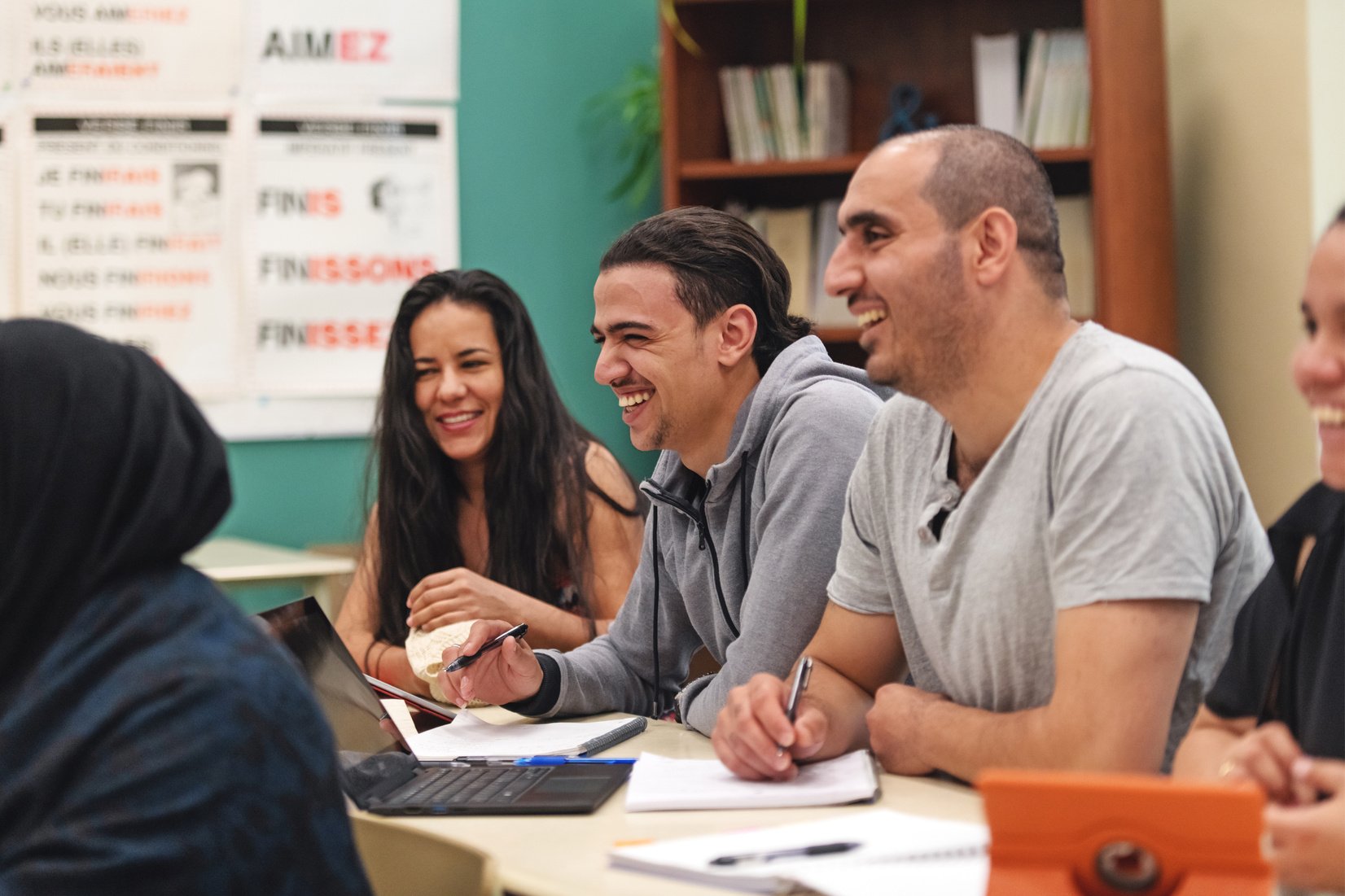 Multi-ethnic adults education classroom